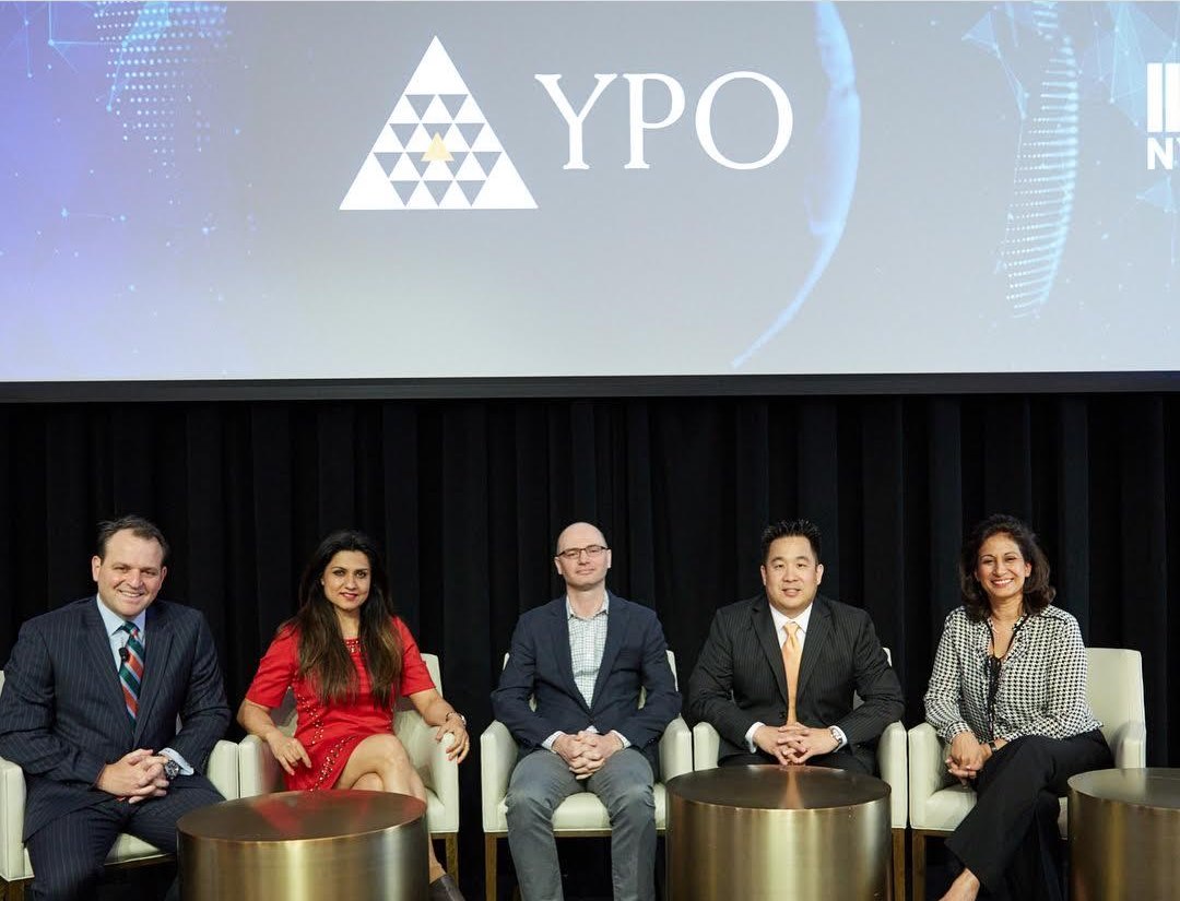 Tejune Kang on a YPO Global panel at the New York Stock Exchange
